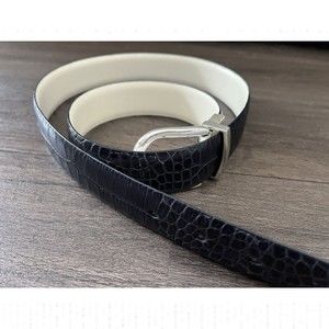 Lauren Ralph Lauren Genuine Alligator Navy Black Leather Belt